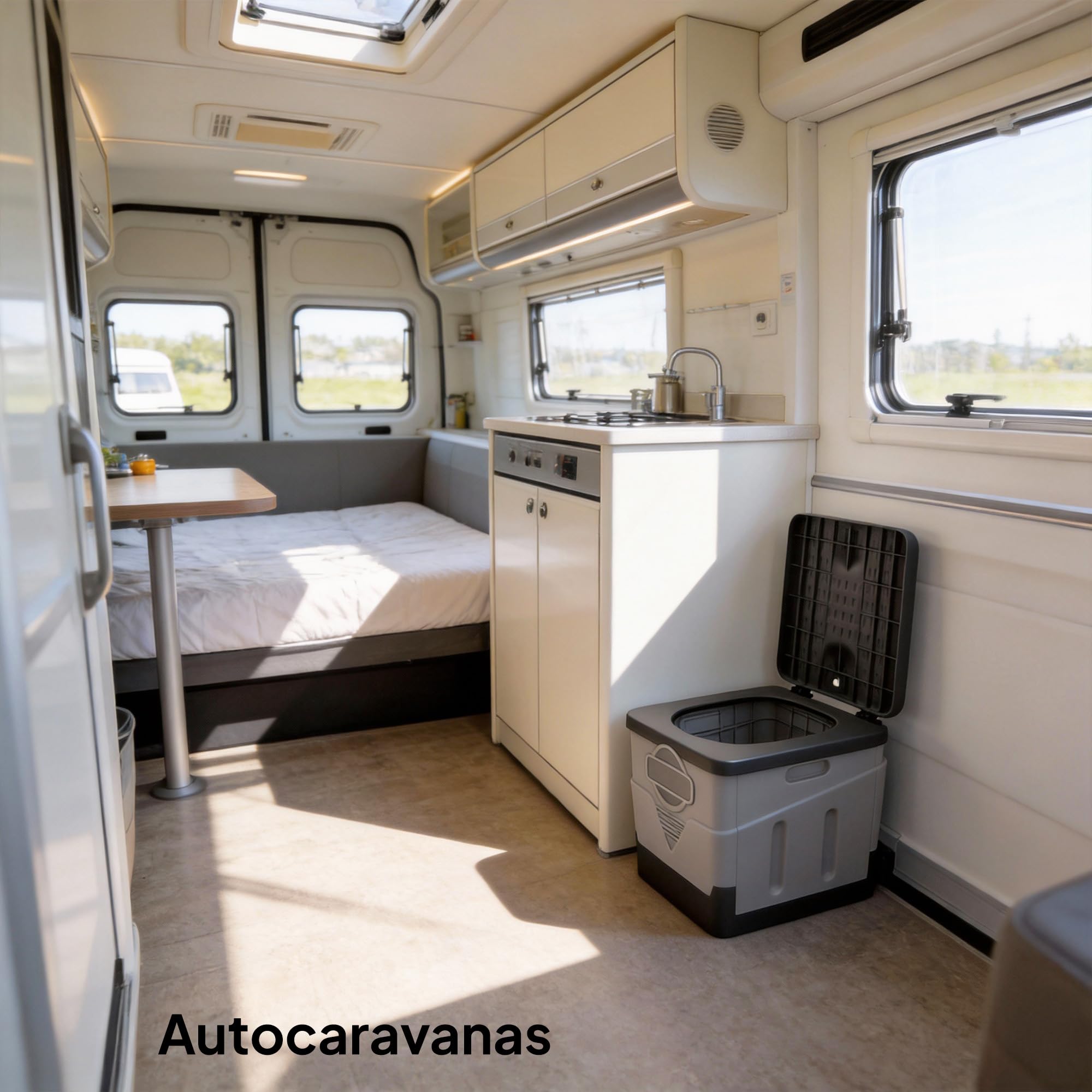 Outsunny Inodoro Portátil, WC Portátil de PP con 12 Paquetes de Agente Solidificante y 12 Bolsas, Carga 100 kg, Inodoro Plegable para Exterior, Camping, Acampar, Senderismo, 34x29x30 cm, Gris Oscuro