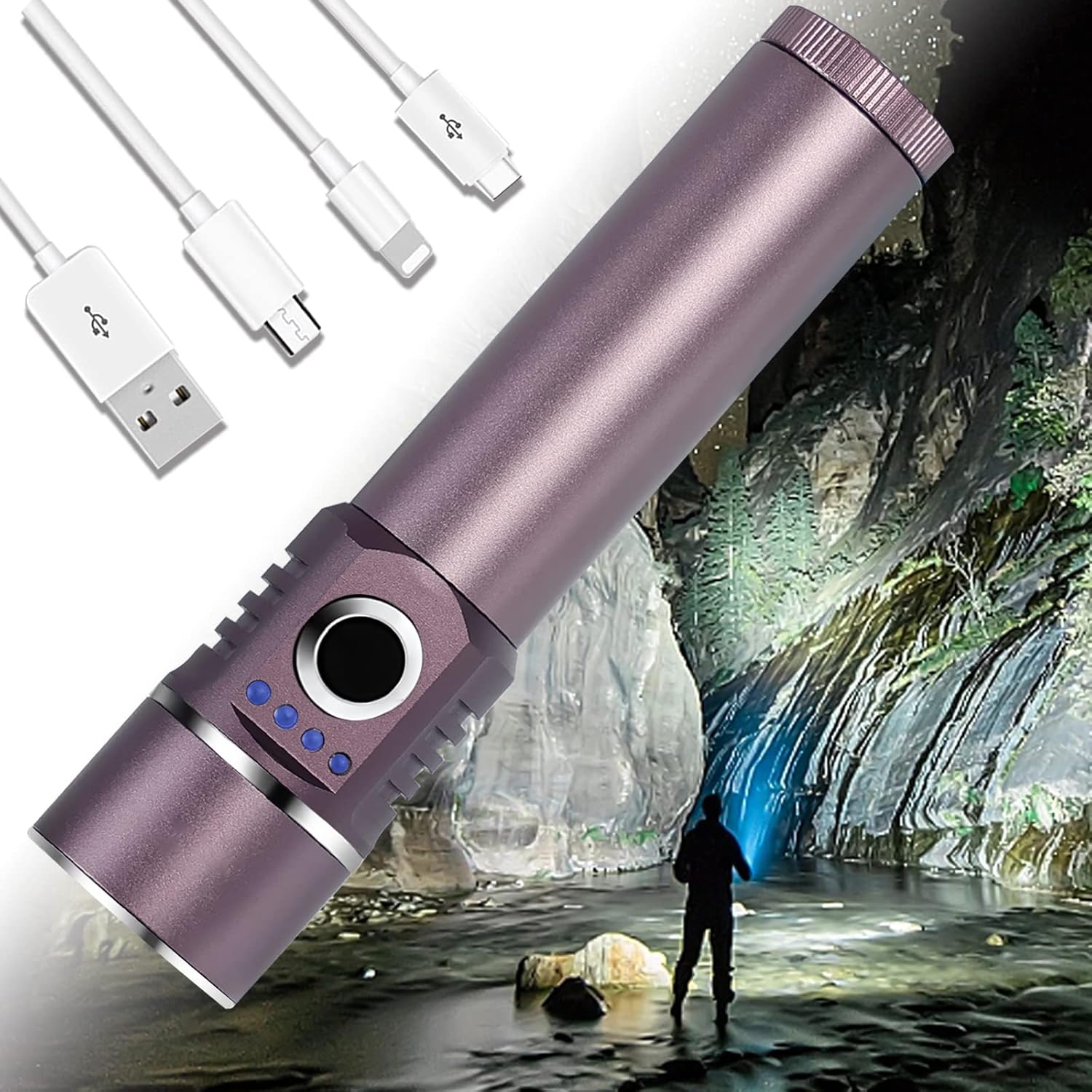 Handheld Flashlights 1000 High Lumens Rechargeable Lights with 5 ...