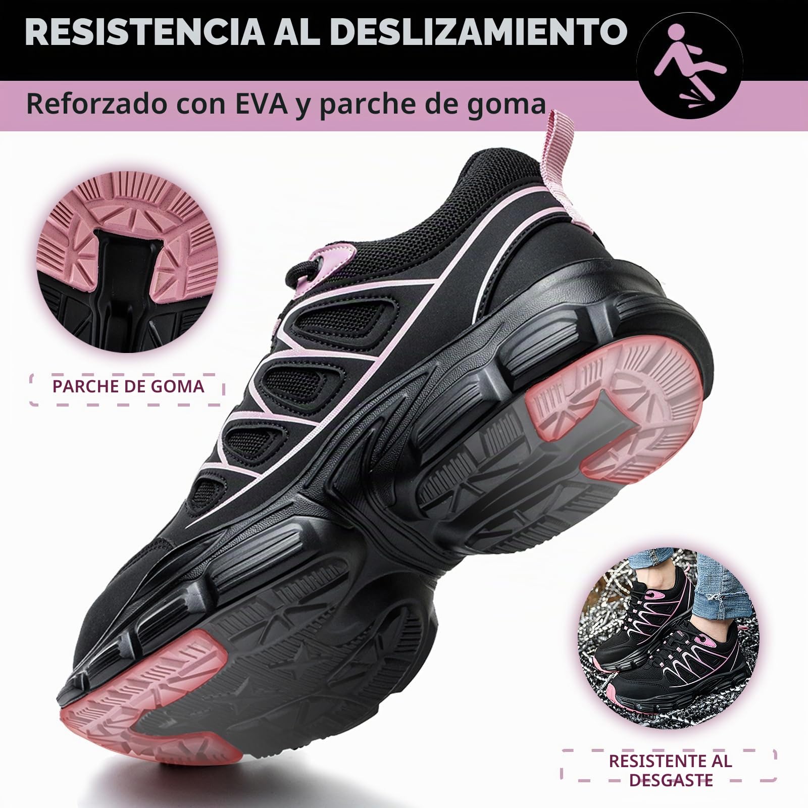 Zapatos de Seguridad para Mujer Ligeros Zapatillas Trabajo con Punta de Acero Transpirables Calzado de Seguridad Antideslizantes Comodo Zapatos de Trabajo