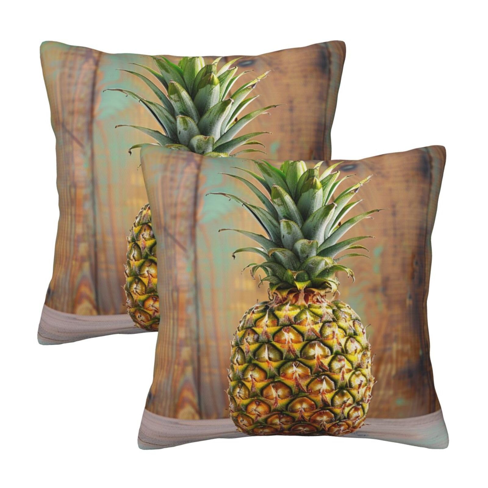 kkvhhyuo Pineapple 1 Print Pillow Covers Set of 2, Square Decorative Cushion Covers with Hidden Zipper, Throw Pillow Cases for Living Room Sofa Bed Chair, 45x45 cm
