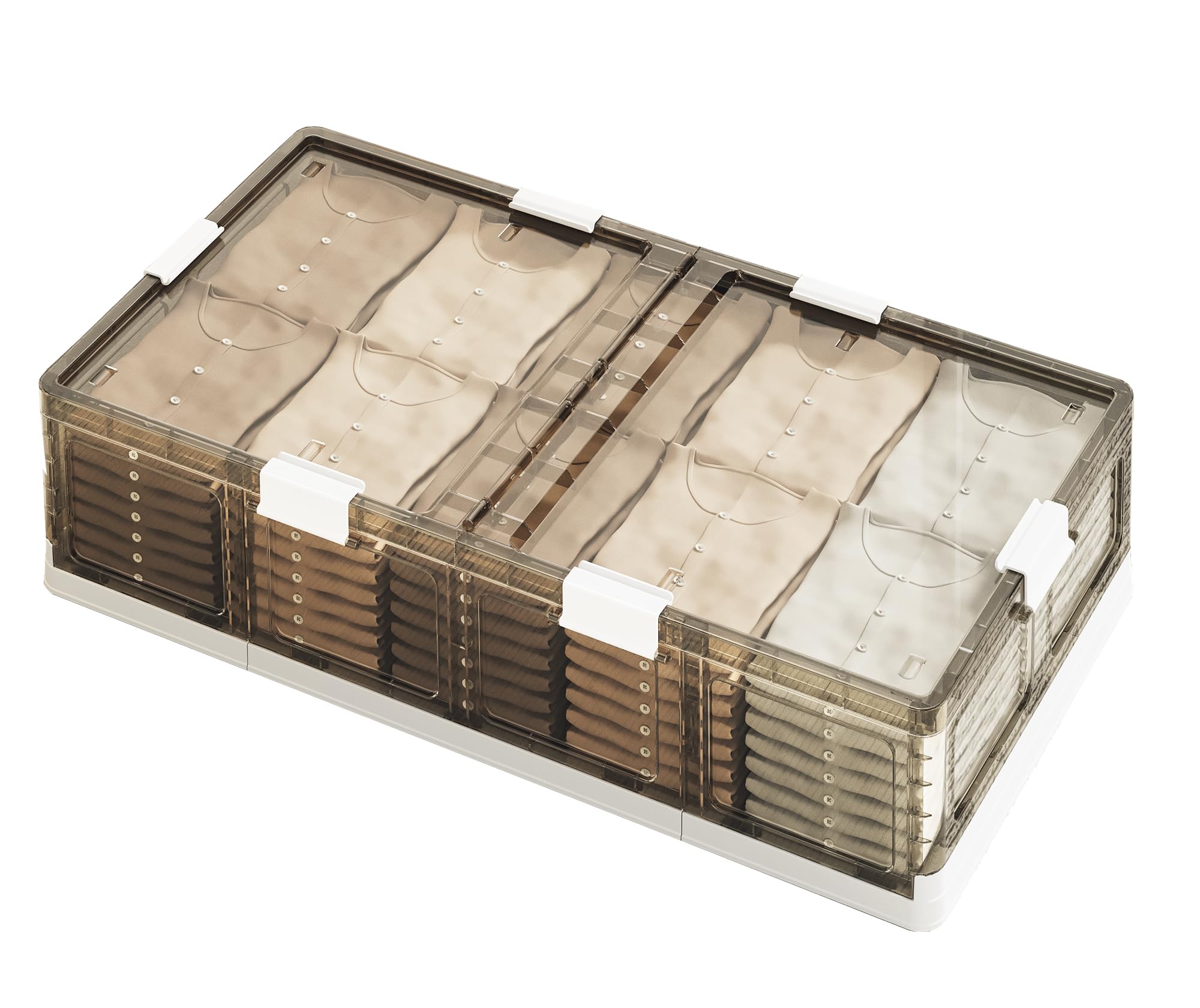 Desricy 17Gal/70Qt Under Bed Flat Storage Bins With Lids,Rolling Foldable Under Bed Storage Basket Drawer,Plastic With Wheels Stackable Under Bed & Sofa Storage Box