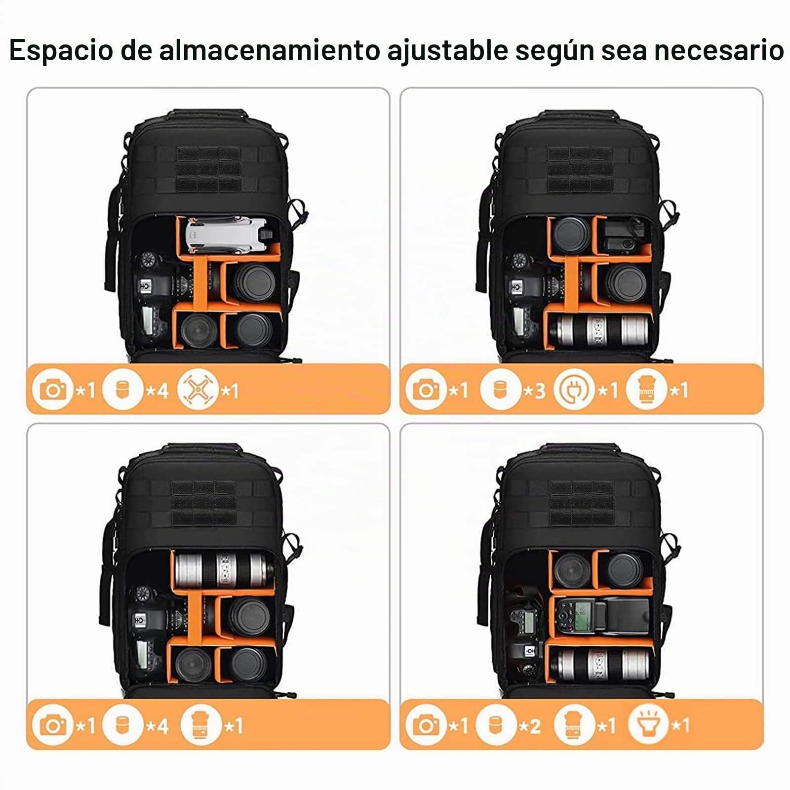 MOSISO Cámara Mochila Bolsa Táctica para Cámara Estuche con Soporte para Trípode&Compartimento para Computadora Portátil 15-16 pulgadas Compatible con Canon/Nikon/Sony/DJI Mavic Drone, Negro
