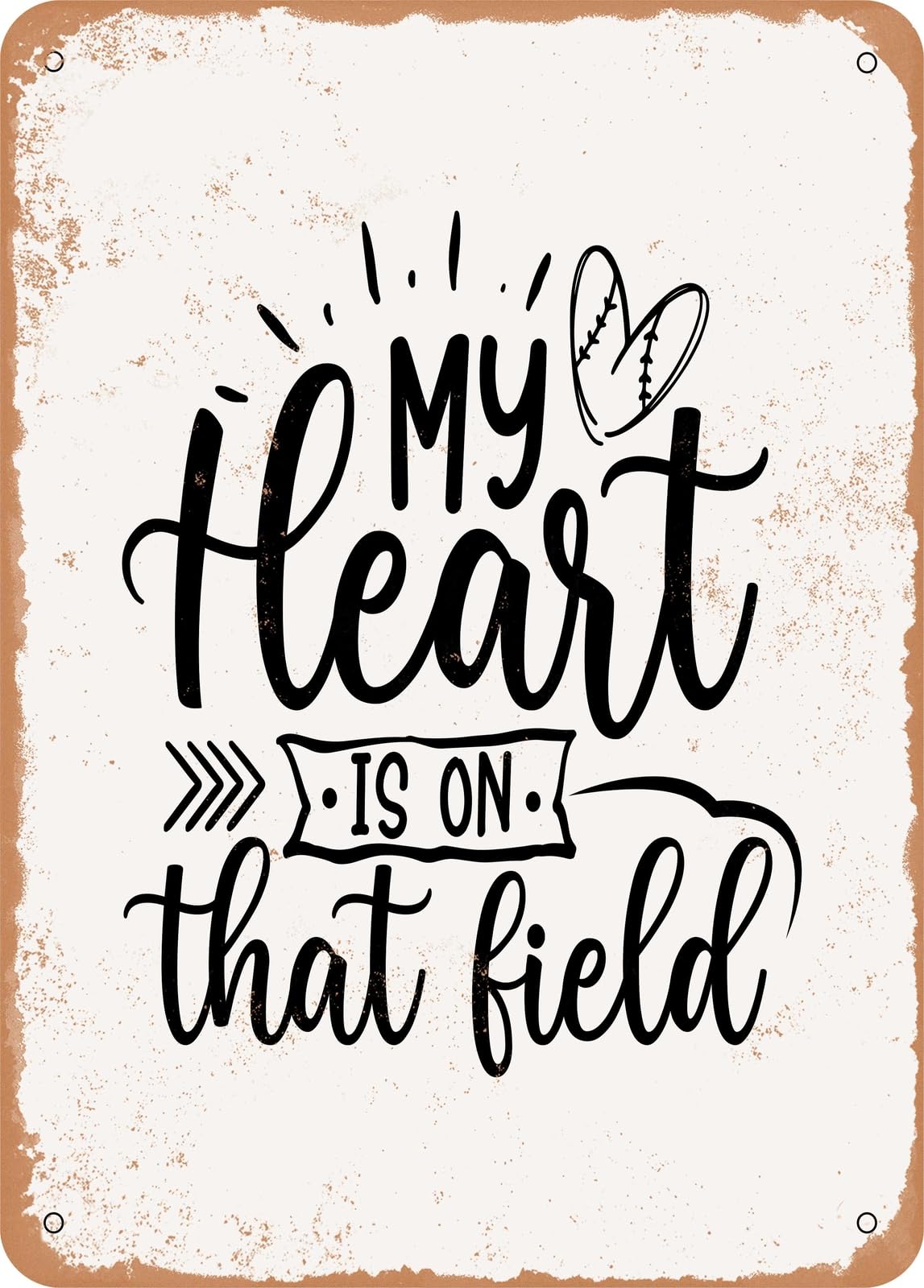 Miaomansenstore Metal Sign - My Heart Is On That Field - 3 - Vintage Look Home Decor