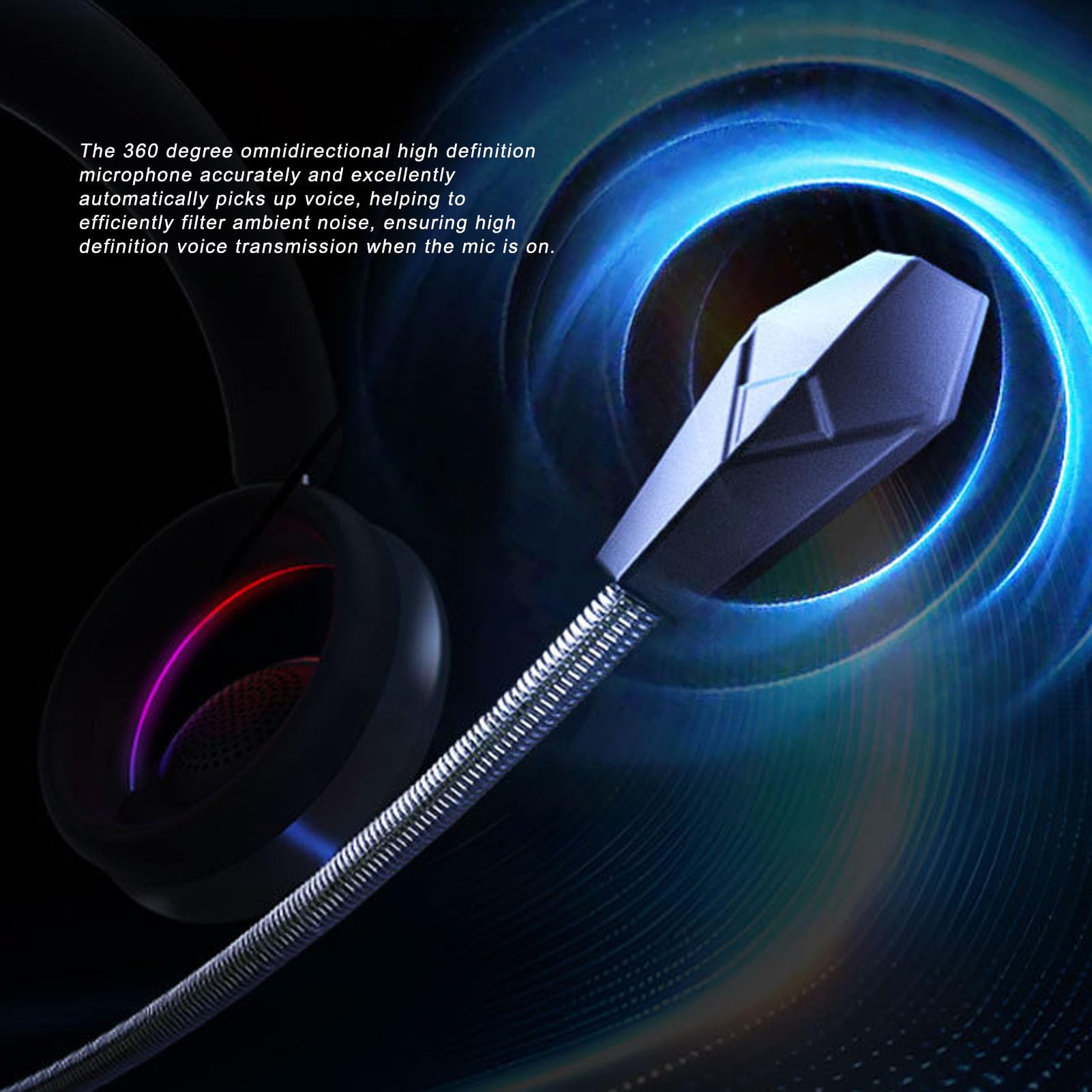 Kopfhörer, Ausgehöhltes RGB-Licht-Design mit Abnehmbarem Mikrofon, Kabellose Bluetooth 6.0-Kabelmodi, 20 Stunden Spielzeit, für Heim- und Reisetraining (Black)