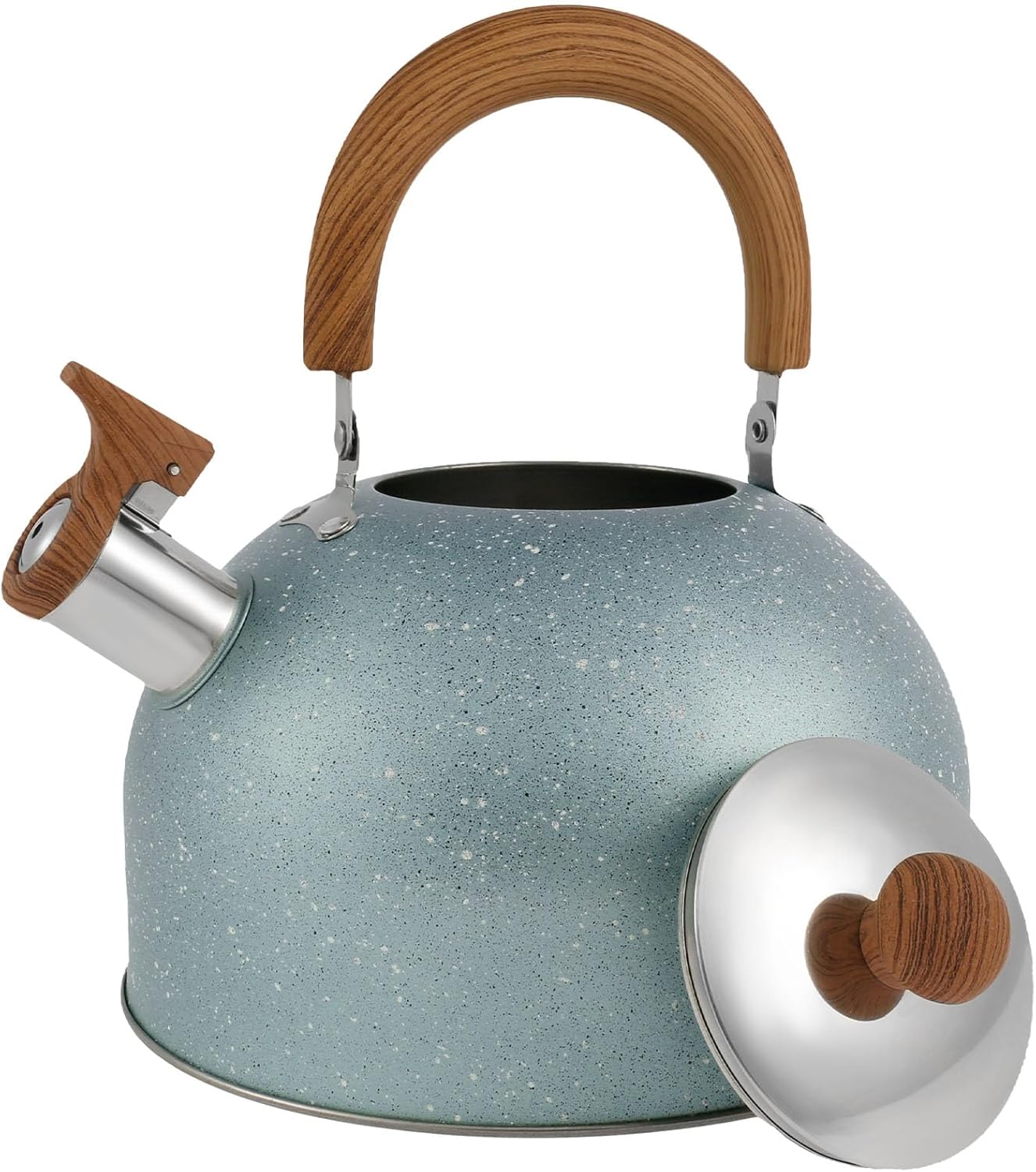 Whistling Stovetop Tea Kettle, 2.6 QT Stainless Steel Whistling Tea Kettle with Stay Cool Handle Fast Boiling Tea Pot Large Capacity Teapot Stovetop Water Boiler for Stove Top Home Kitchen