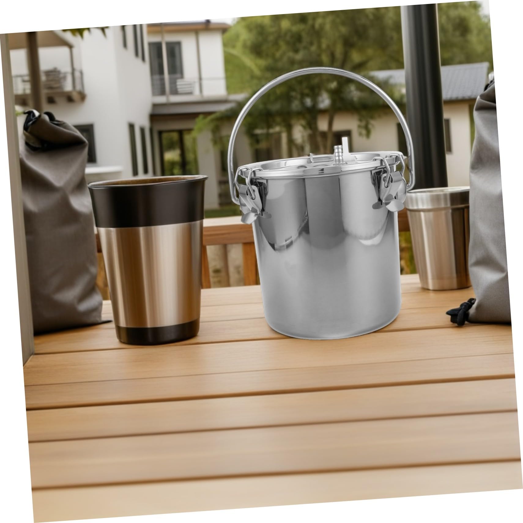 Seau à Lait en Acier Inoxydable 3l pour Vaches et Chèvres Design Portable pour Minimiser le Gaspillage de Lait, pour Ferme Familiale et Usine Laitière