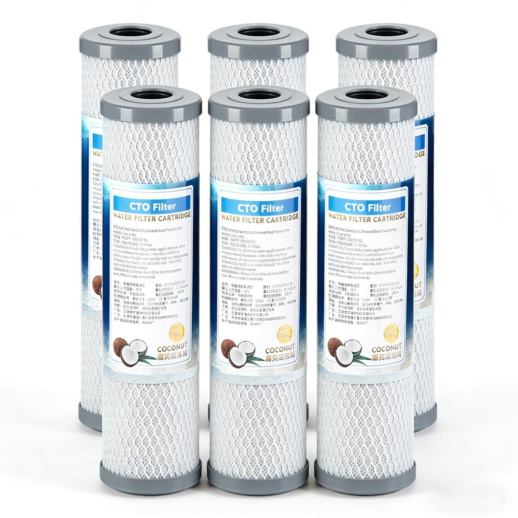 Filtres à bloc de charbon actif coco 10x2,8in pour boîtiers standards de 10 pouces (lot de 6)