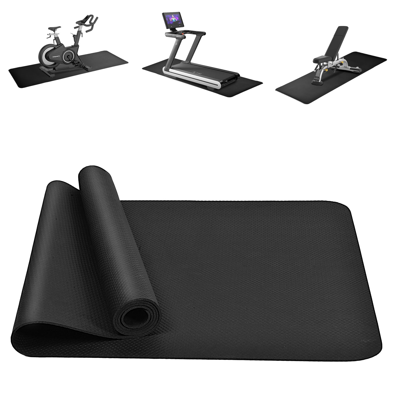 DiULi Non-Slip Home Gym Mat,Heavy Duty Exercise Mat 60x180cm with Bag & Straps, 4mm Thick Equipment Floor Protector for Treadmills, Spin Bikes, Noise Reduction & Stability โ image 1