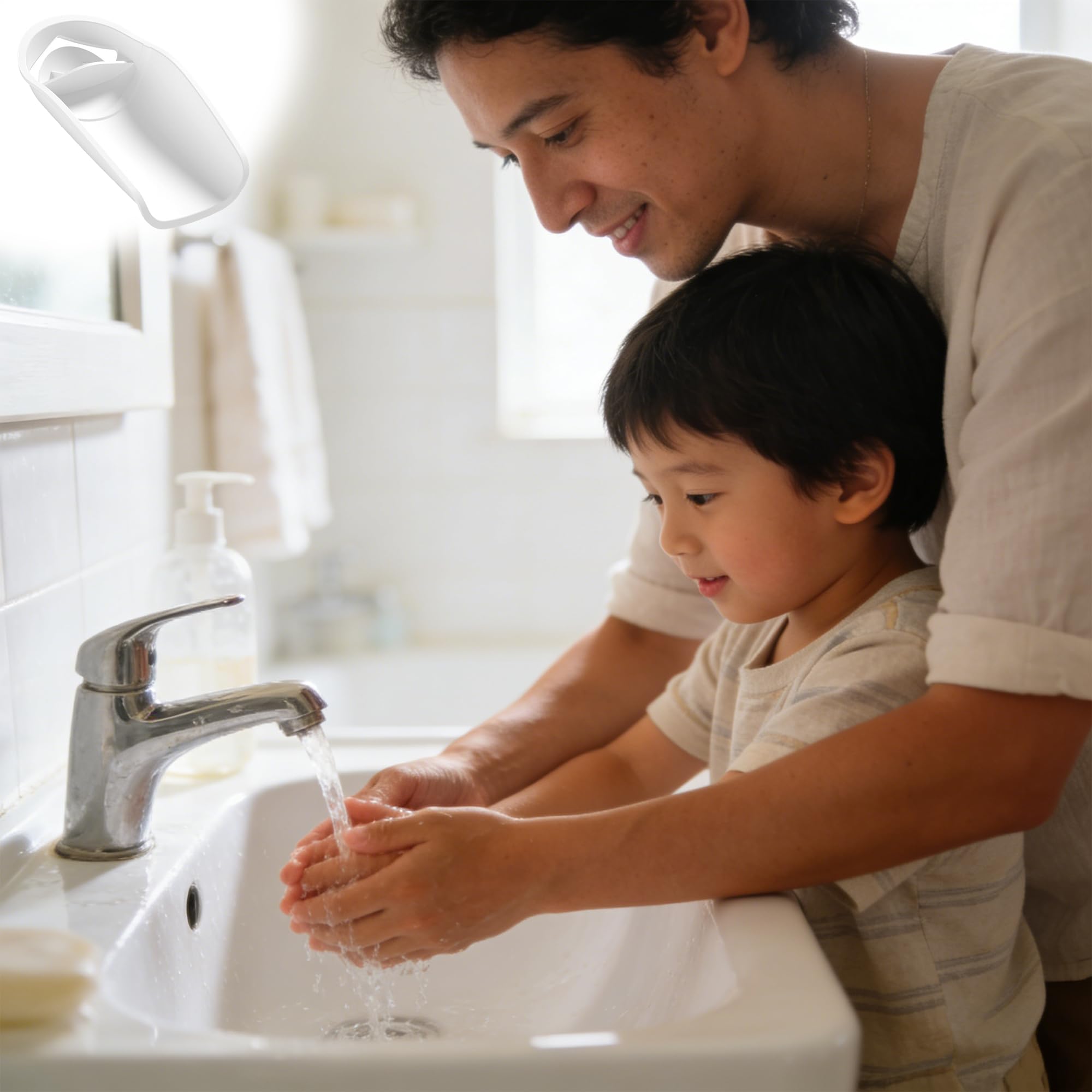 Lot de 3 Robinet Extension de Robinet, Prolongateur de Robinet pour Enfants Extension de Robinet Tap Extender, pour Enfant Bébé Se Laver Les Mains Lavage Cuisine Salle de Bains, Blanc