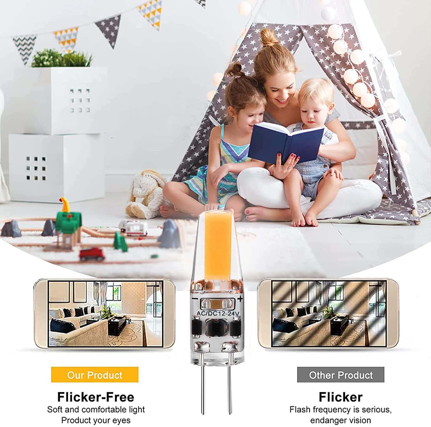 G4 LED Lampen, 3W G4 LED Leuchtmittel Birne ersetzt 30W Halogenlampen, 3000K Warmweiß 300LM 12V AC/DC G4 LED Leuchtmittel, Kein Flackern Dimmbar, 20er Pack