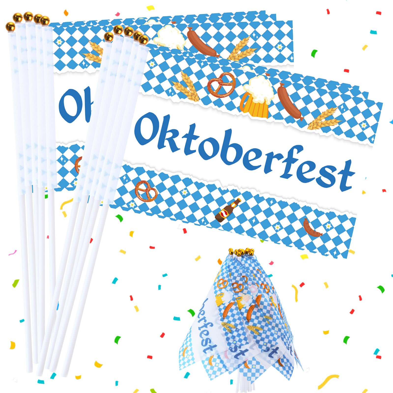 Drapeaux bavarois de fête de la bière 14x21cm résistants pour intérieur et extérieur