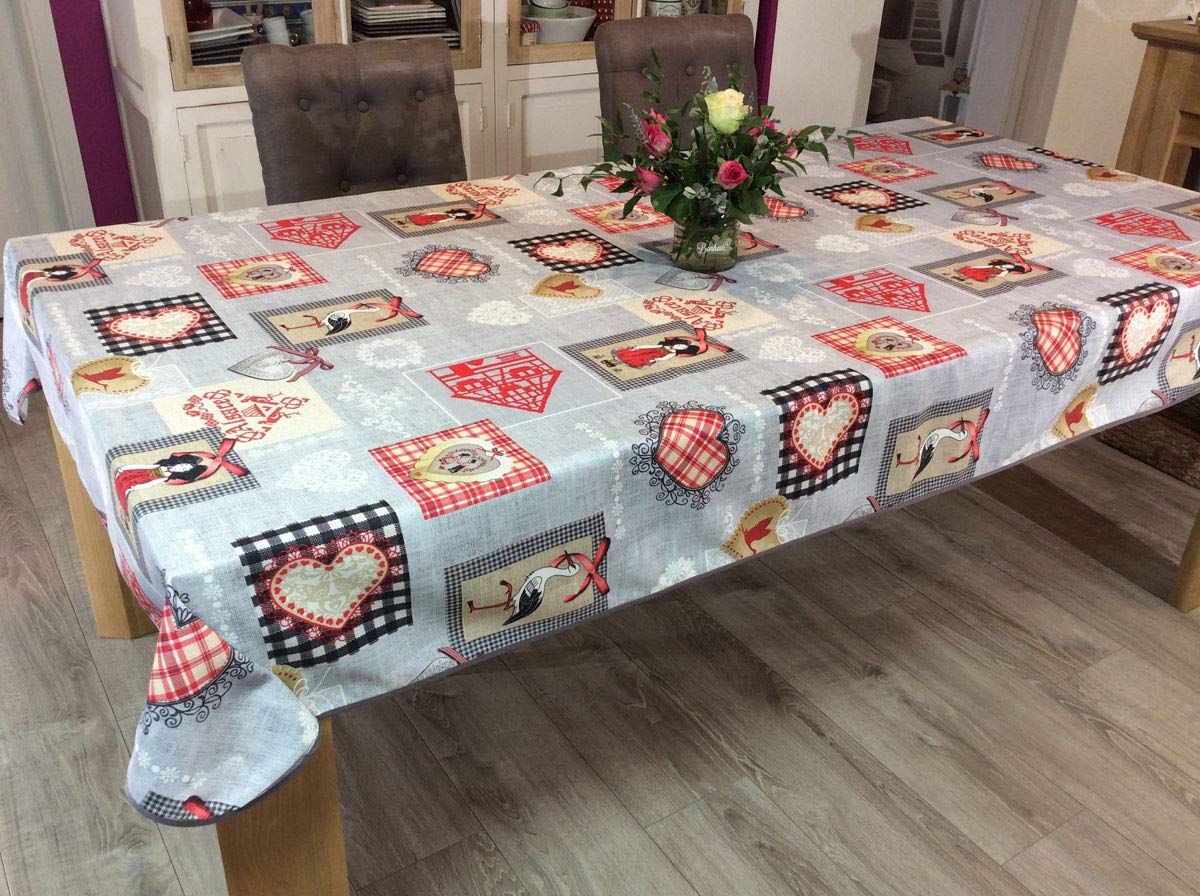 Nappe alsacienne Hartzele gris 148x300 idéale pour vos grands repas de famille