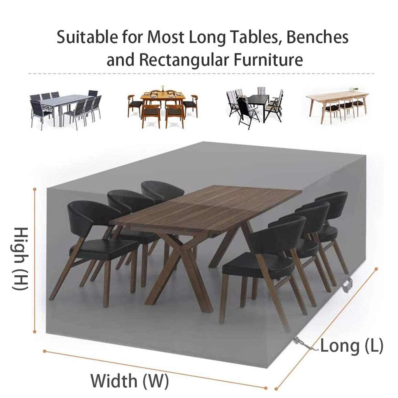 Fodera per mobili da Giardino 127x127x67cm, Fodere per mobili da Esterno Rettangolare Impermeabile, Impermeabile, Antivento, Anti-UV, Fodere per mobili da Esterno in Tessuto Oxford
