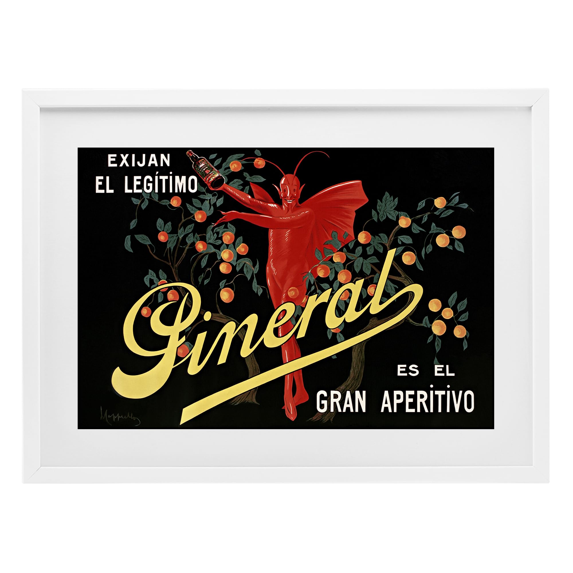 'Aperitif Poster with Character'| Framed Print Under Glass