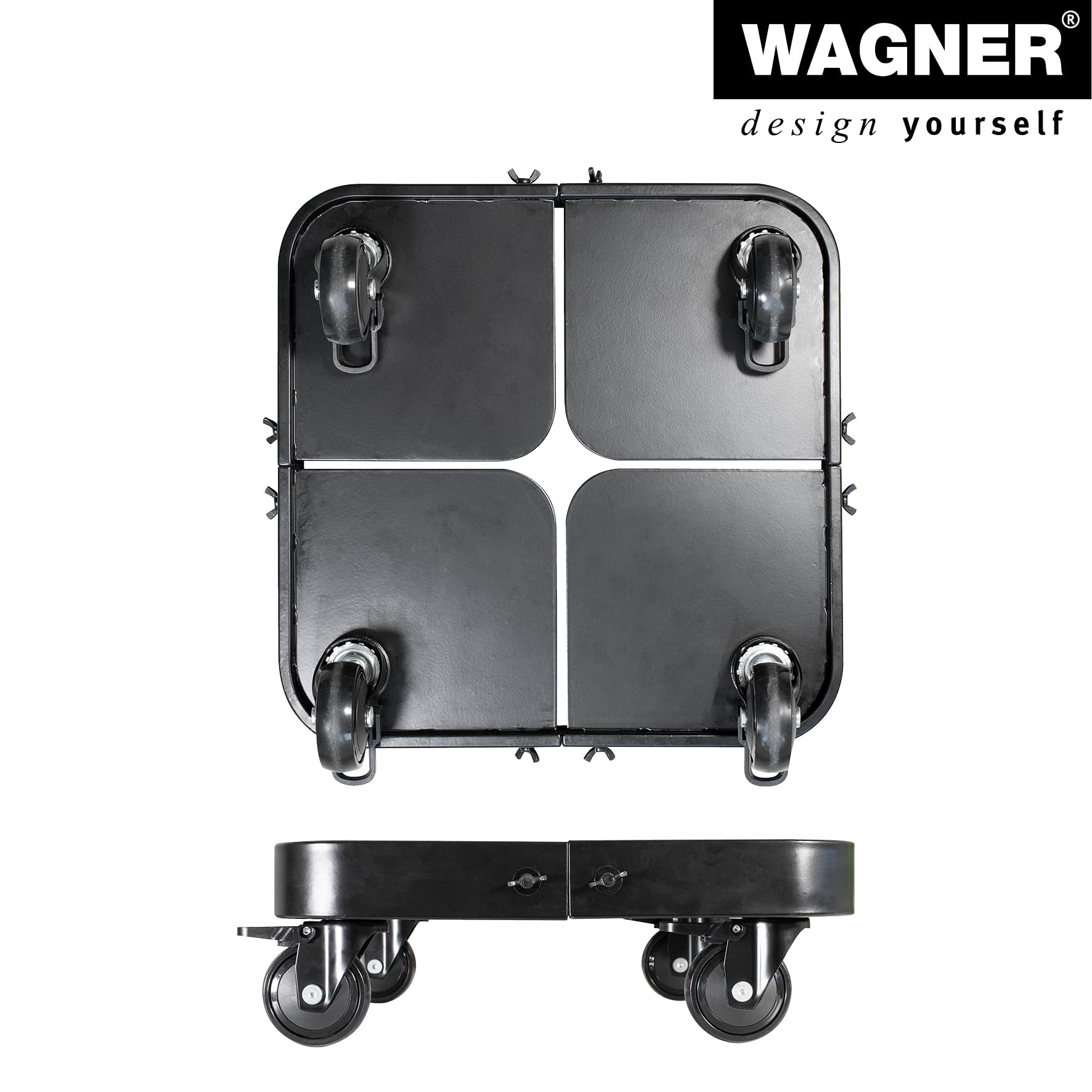 WAGNER Pflanzenroller Sun City Exclusive 25-30 x 10,5 cm I Nutzfläche, stufenlos ausziehbar I Blumenroller für Außenbereich + Innenbereich, Kübelroller Stahl, Tragkraft 200 kg - 20082101