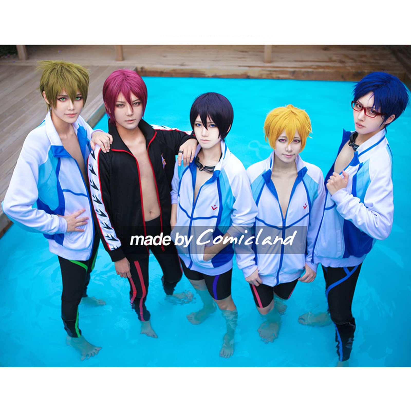 free 男子水泳部　鮫柄水泳部　松岡凛　コスプレ衣装　ウィッグ追加可 Amazon | Free! - Dive to the Future - 松岡凛 コスプレ フリー