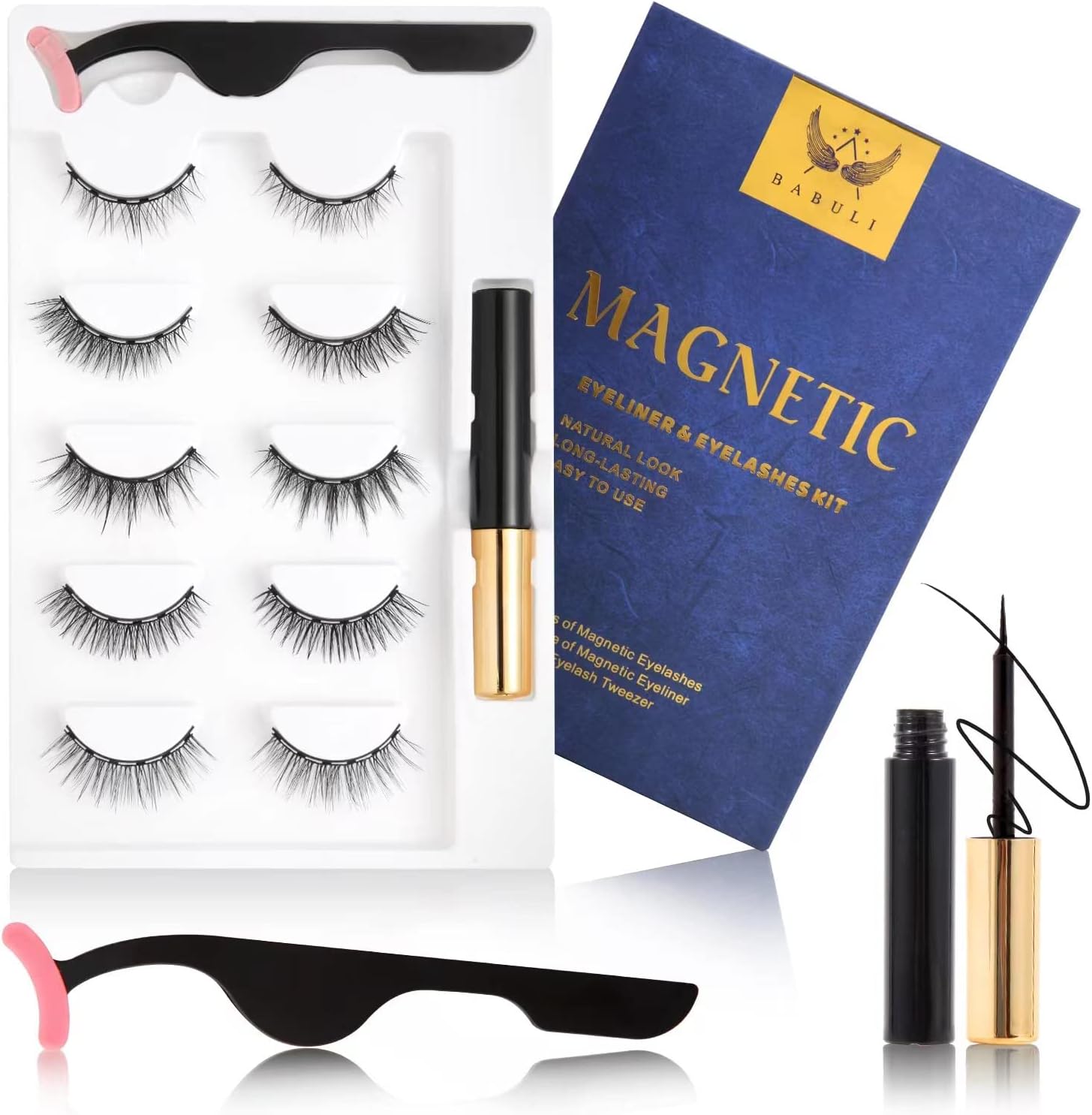 Magnetic Eyelashes Magnetic lashes Eyelashes magnetic lashes natural Magnetic Eyelashes with Eyeliner False Eyelashes Natural Look-No Glue Needed (5-Pairs)