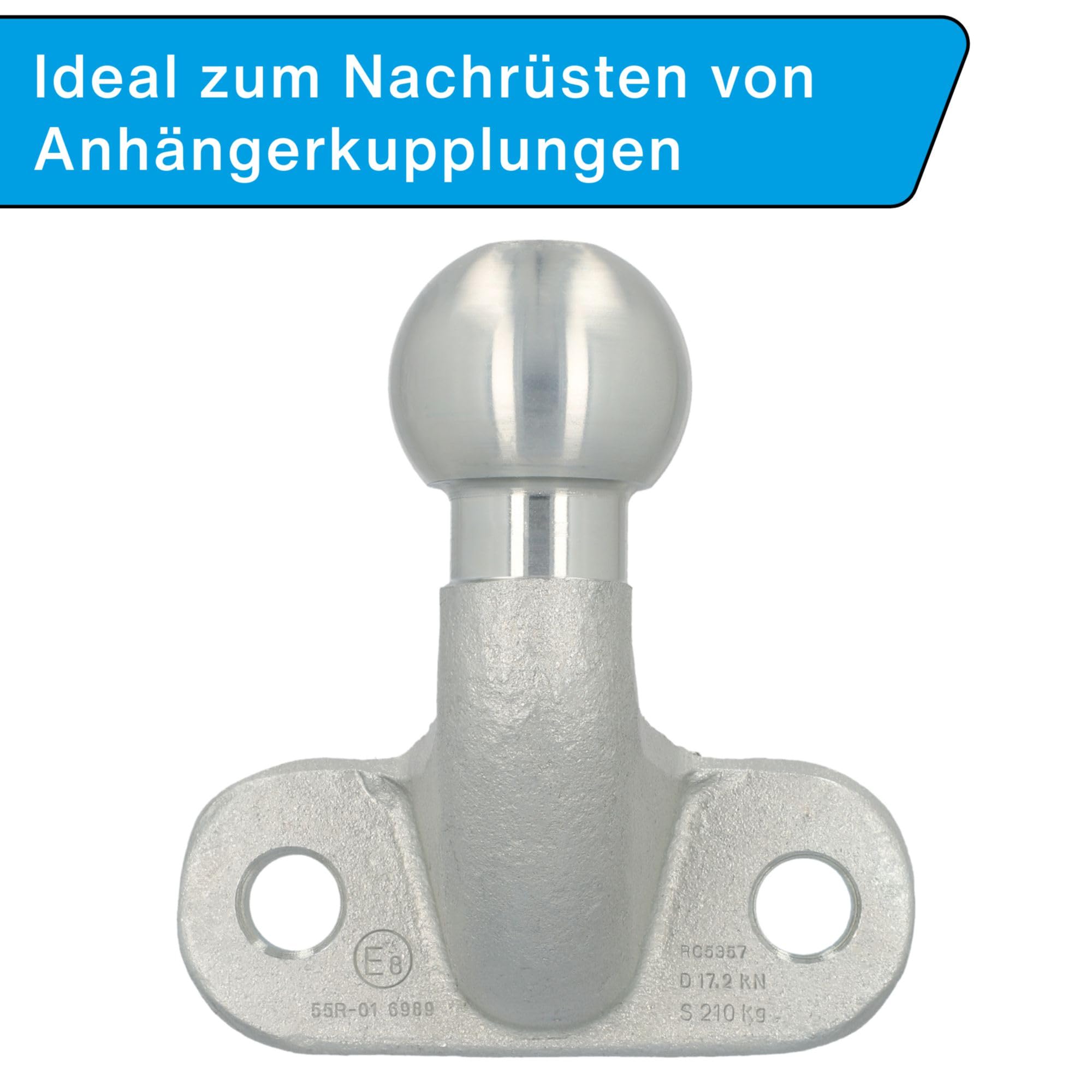 UNITEC Boule d'attelage 50 mm pour attelage de remorque, Alternative au Porte-vélos AHK pour Le Mur, jusqu'à 3,5 tonnes