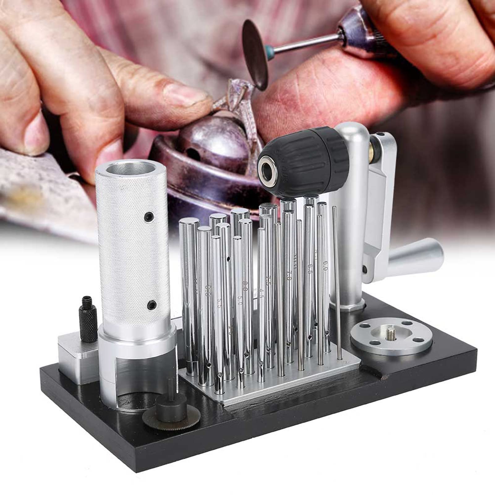 Máquina Manual para Hacer Anillos de Salto, Herramienta de Joyería de Acero Inoxidable de Primera Calidad para Manualidades, Incluye 20 Mandriles para un Uso Versátil
