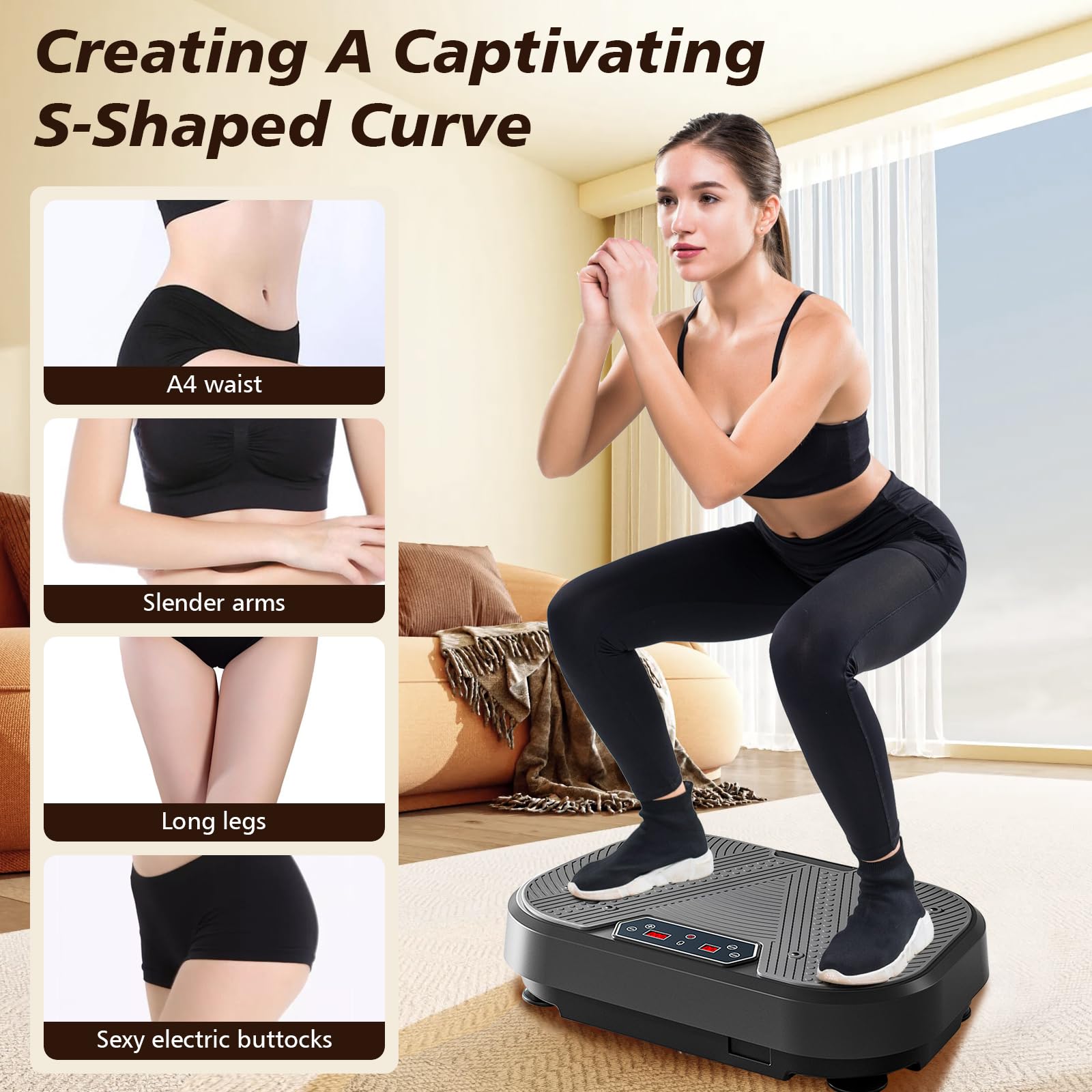 Plateforme vibrante, Plateforme vibrante puissante, Appareils de fitness pour la maison, 120 niveaux d'ajustement d'amplitude, 10 modes de sport, Pour l'entraînement de tout le corps, développement