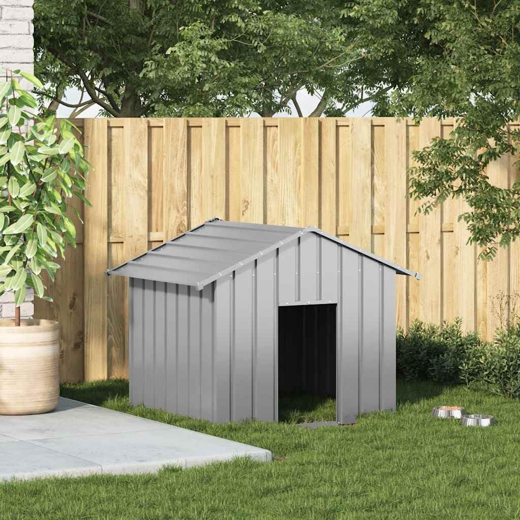 Cuccia per cani con tetto, 131 x 101 x 102 cm, in acciaio zincato, cuccia per cani senza fondo per una facile pulizia e drenaggio, resistente alle intemperie, per giochi e addestramento