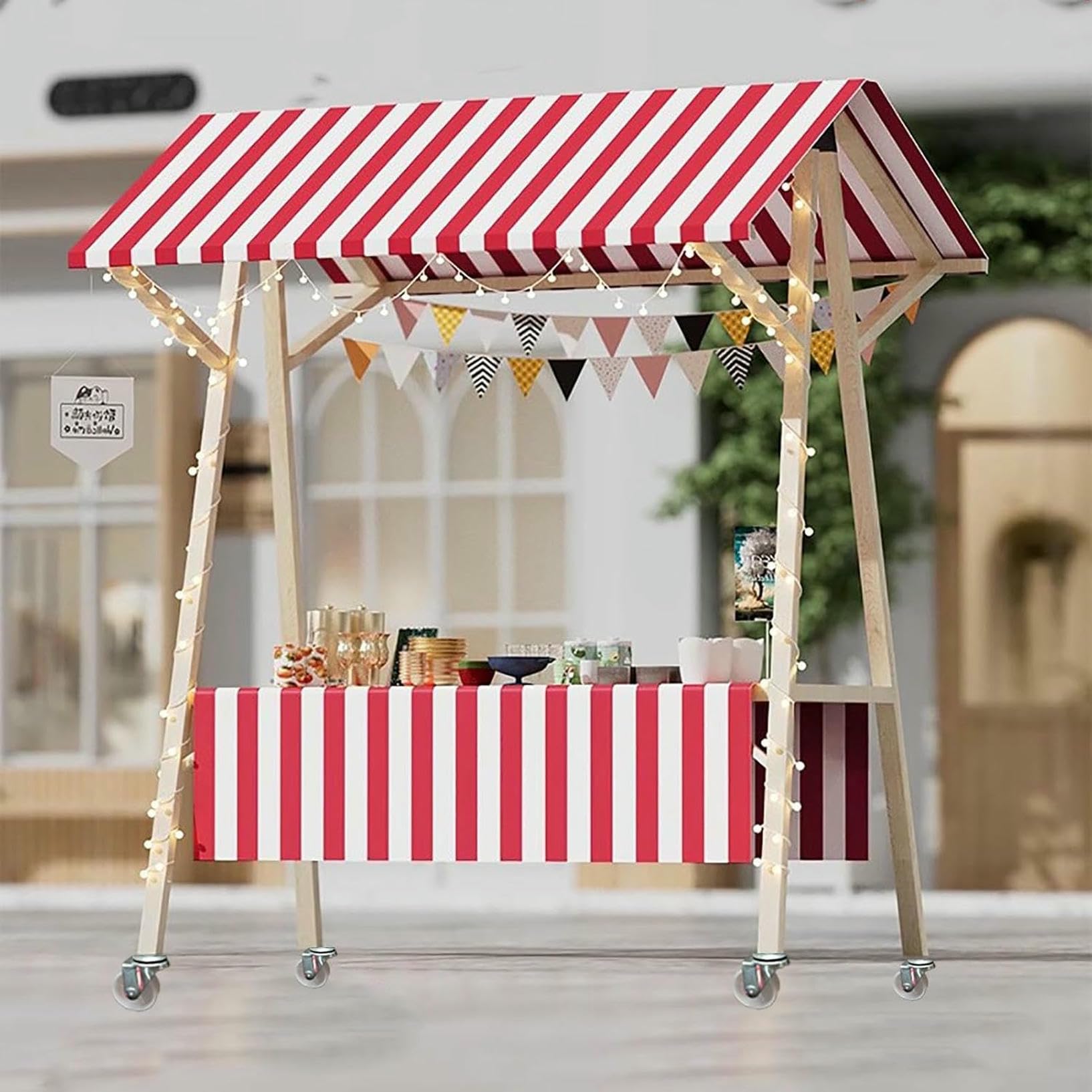 Panier de vente en bois avec roues pour simplifier le transport de jouets