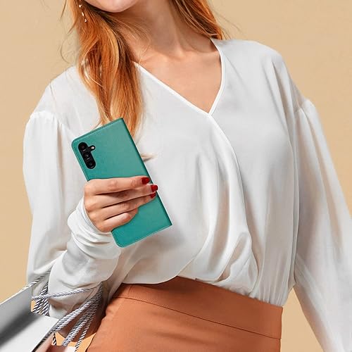 Miniatura 7 de XcaseBar Funda para Samsung Galaxy A14 5G con bloqueo RFID, soporte para tarjetas de crédito, libro de folio con tapa de piel sintética, funda