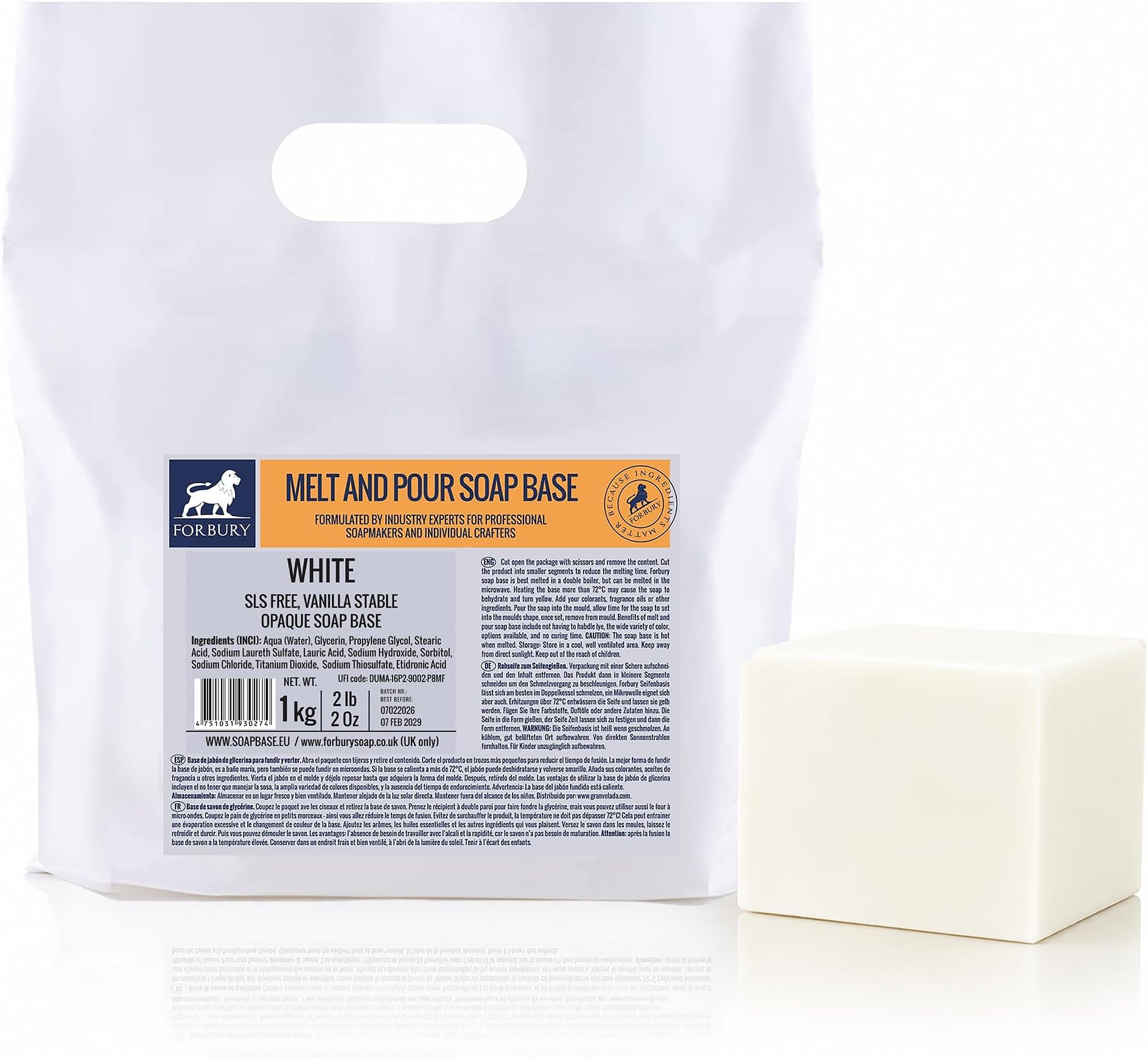 1kg Soap Base White Opaque. Melt and Pour soap-Making