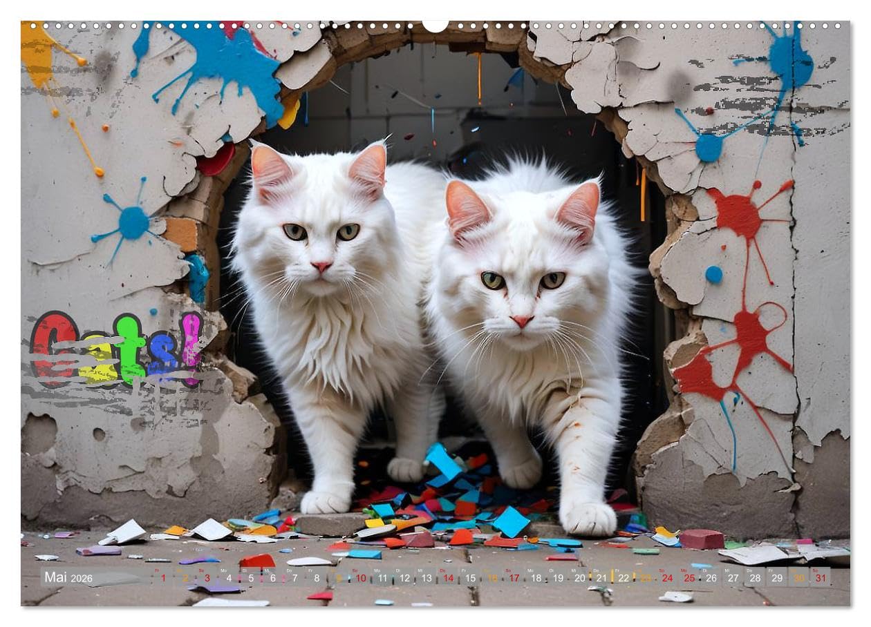 Hier kommt Mietzi (hochwertiger Premium Wandkalender 2026 DIN A2 quer), Kunstdruck in Hochglanz: Ein Kalender mit frechen Katzen, jeden Monat neu! (CALVENDO Tiere)