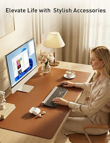 Miniatura 487 de Aothia Tapete protector de escritorio, alfombrilla para mouse, antideslizante, impermeable, de piel sintética, secante de escritorio, para Verde