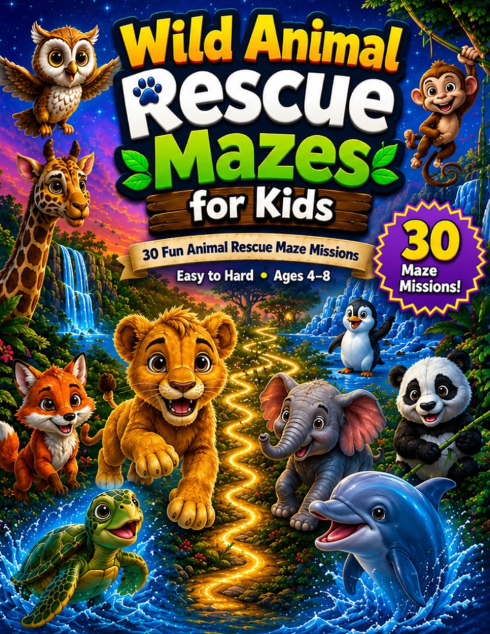 Wild Animal Rescue Mazes for Kids: 30 Fun Animal Rescue Maze Missions
