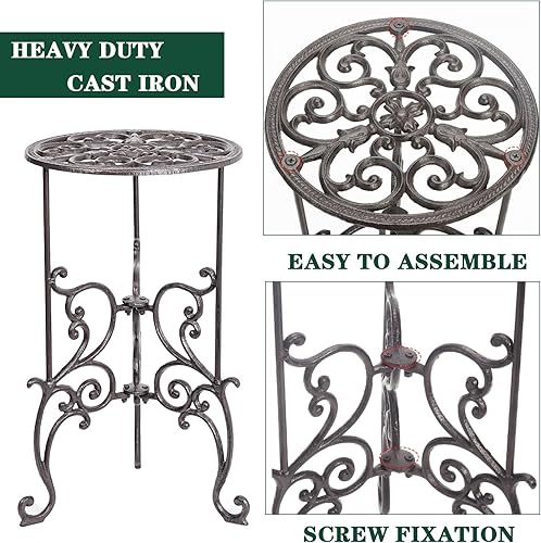 Miniatura 5 de Sungmor Soporte para plantas en maceta de hierro fundido resistente, estante de metal de 1 nivel de 19.3 pulgadas, soporte decorativo para macetas,