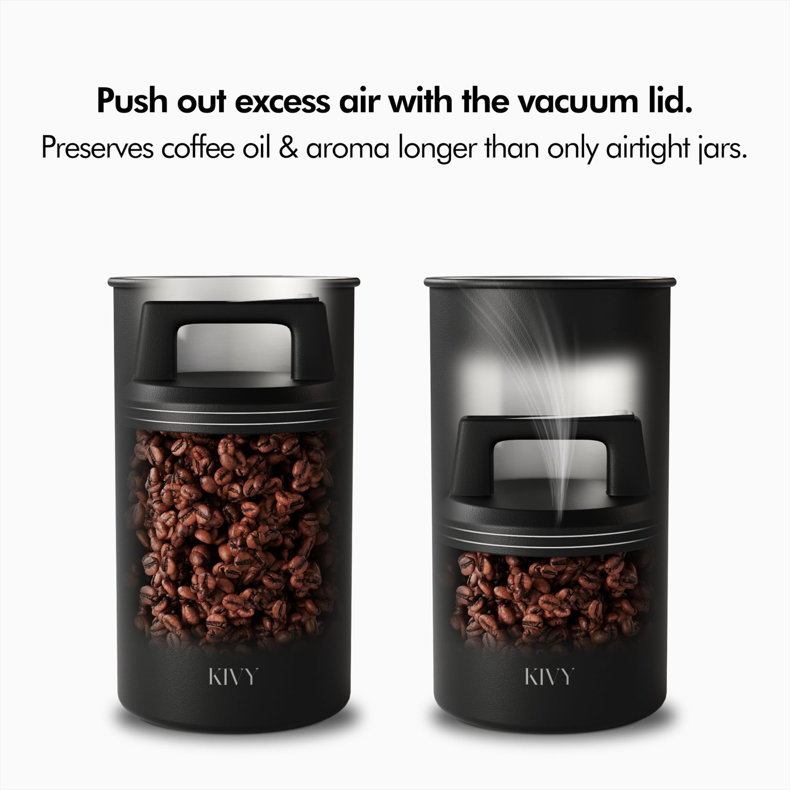 KIVY Vakuumversiegelung Kaffeedose [luftdicht] – Kaffeedose mit luftdichtem Deckel – Luftdichter Kaffeedose – luftdichter Kaffeebehälter – Kaffee-Aufbewahrung luftdichter Vakuumbehälter (Glas)