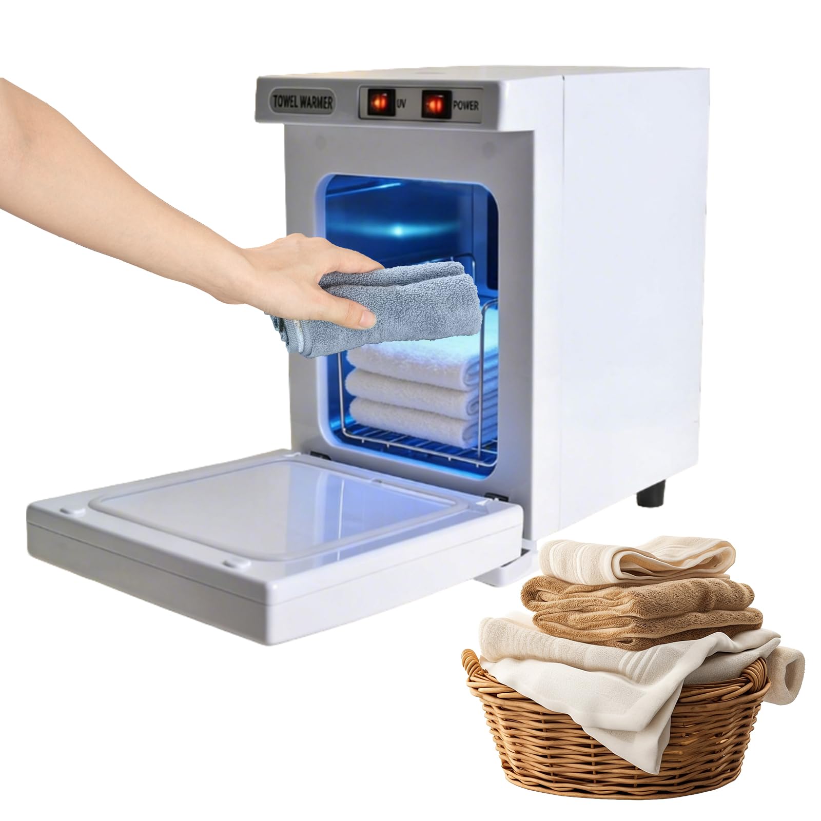 Handtuchwärmer 5L Kompakt, Elektrischer Handtuchwärmer für Spa & Zuhause, 75℃ Schnelles Aufheizen, Hält 10-15 Handtücher – Handtuchheizschrank für Kosmetik, Friseur & kleine Salons