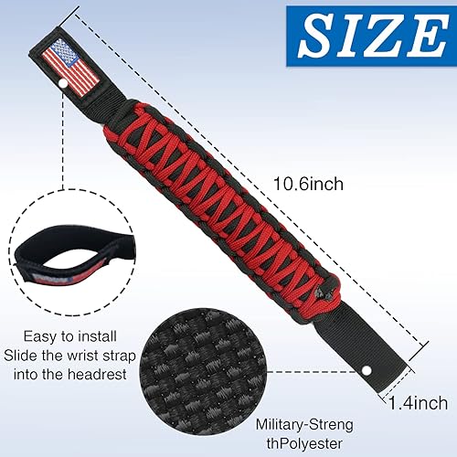 Miniatura 4 de Asas de agarre de barra antivuelco + mango de agarre para reposacabezas compatible con Jeep Wrangler JLU JK JKU TJ YJ TJ JT JL Sport Sahara Freedom