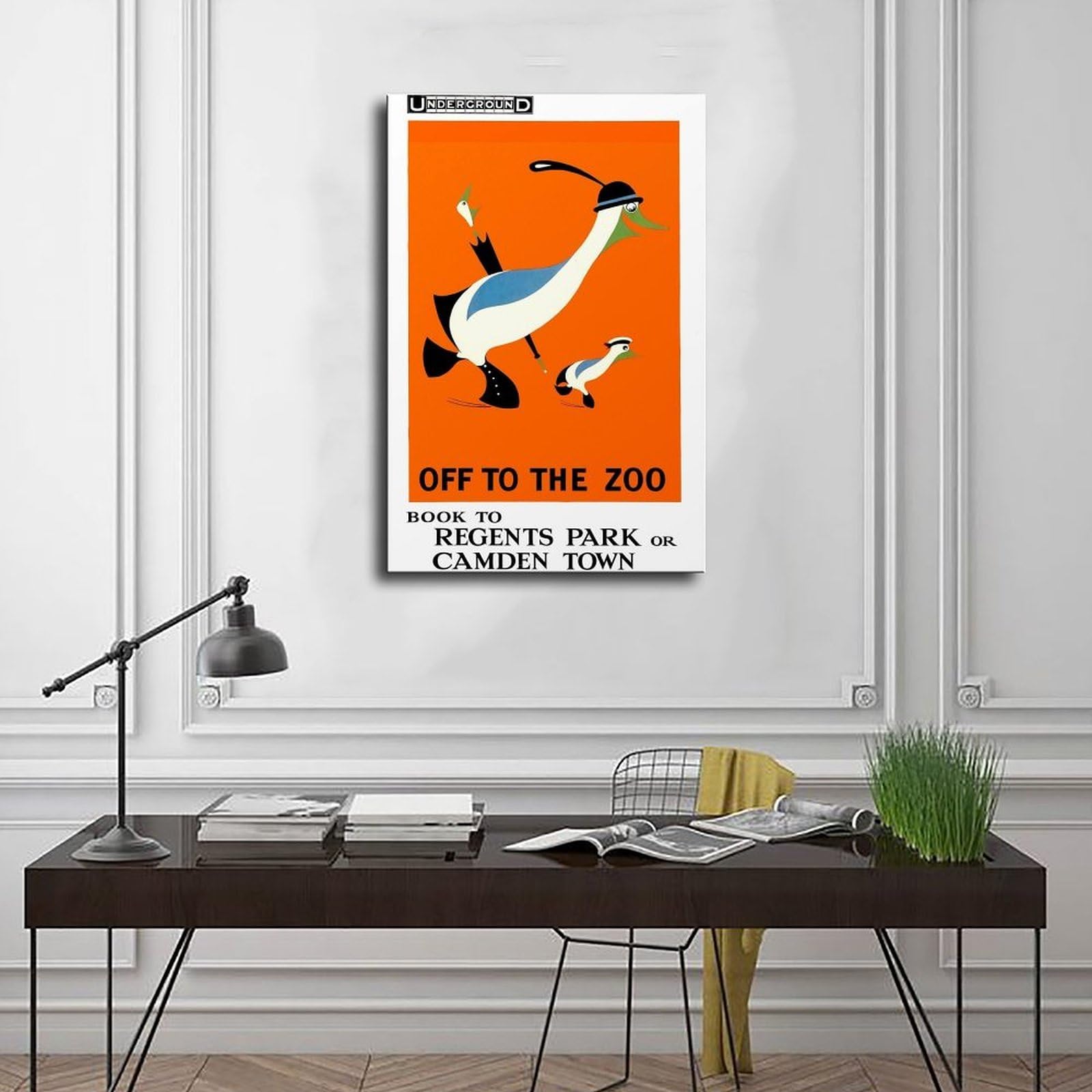 Poster su tela con scritta "Off to the Zoo London Underground", decorazione per camera da letto, ufficio, stanza, regalo, 40 x 60 cm