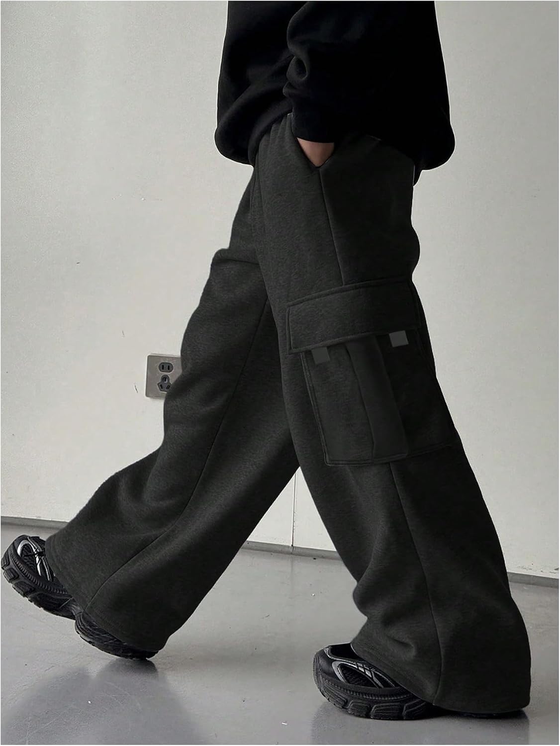 GORGLITTER Boy's Cargo Pants Casual Elastic Waist Wide Leg Baggy Workout Hiking Track Pants Streetwear