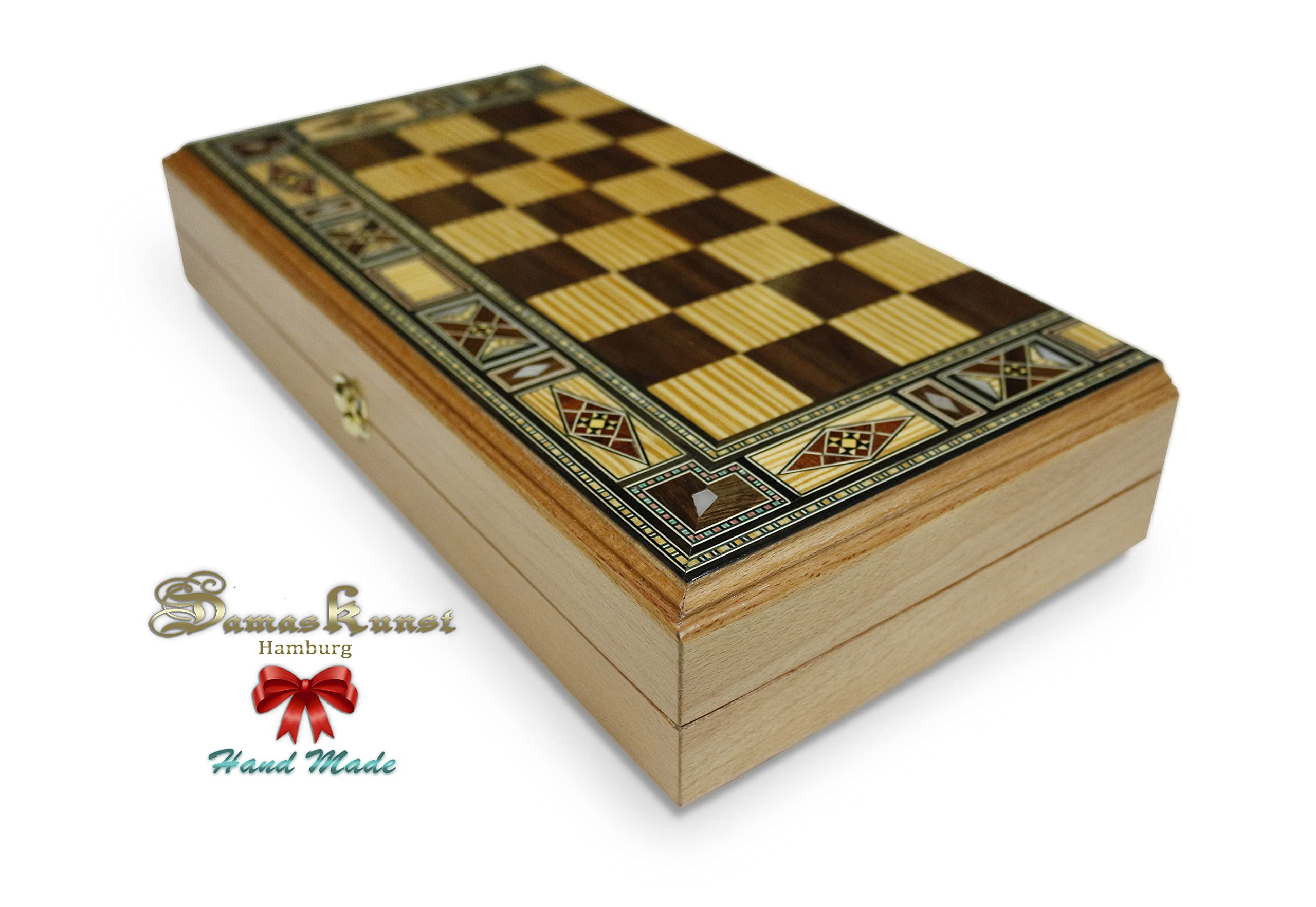 Elessar 40 x 40 cm in legno Tavla/scacchi DAMA BK 414 con 30 pietre in legno, 50 x 50 cm
