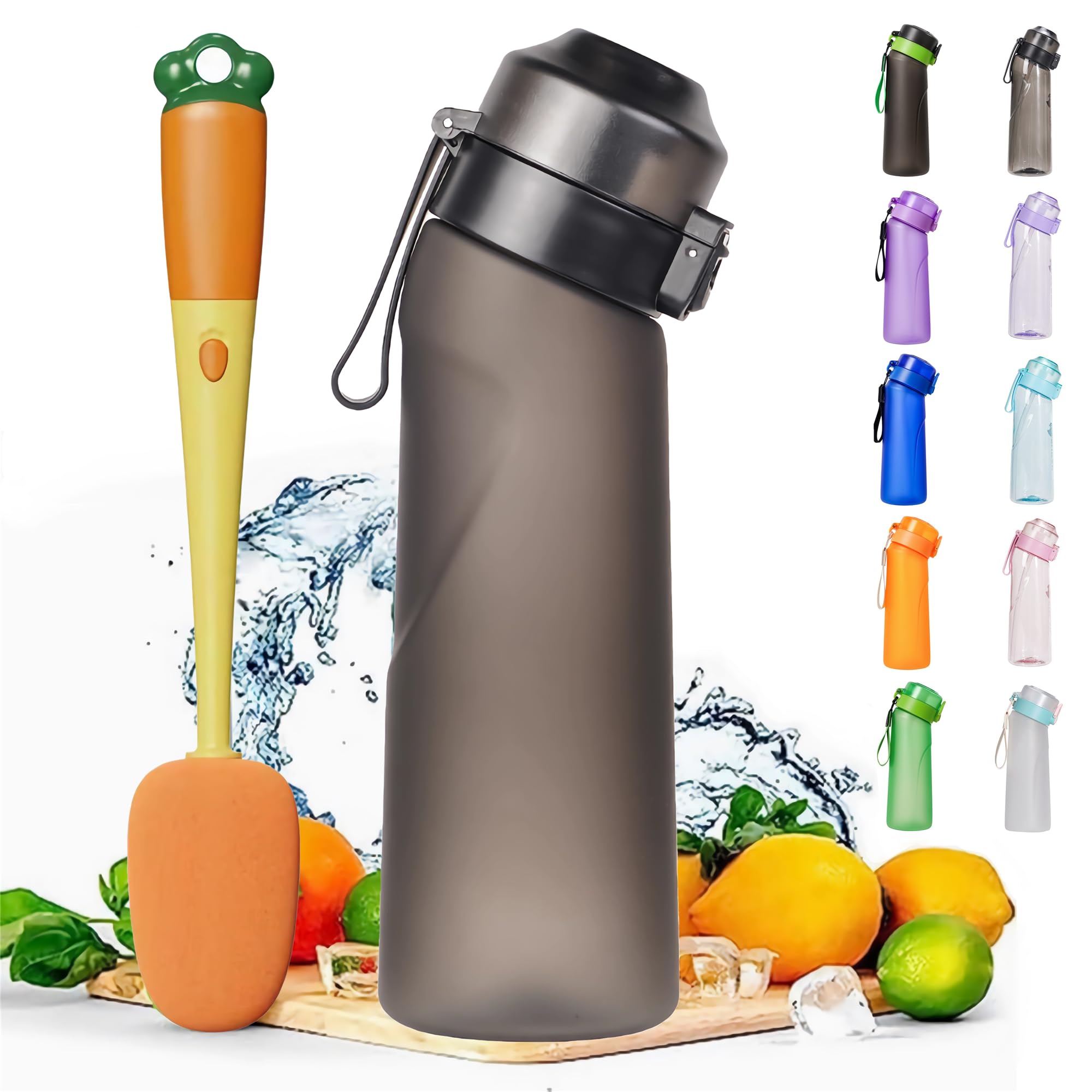 MIOBER AlR Water Bottle 650ML Scented Sports Water Cup with Straw Leak Proof Dust Proof Motivational Scent Ideal