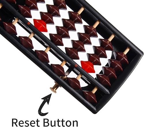 Miniatura 4 de Abacus Soroban de plástico 13 columnas matemáticas profesional ábaco chino japonés calculadora contando con botón de reinicio, 9.4 "x 2.7" × 0.7 "