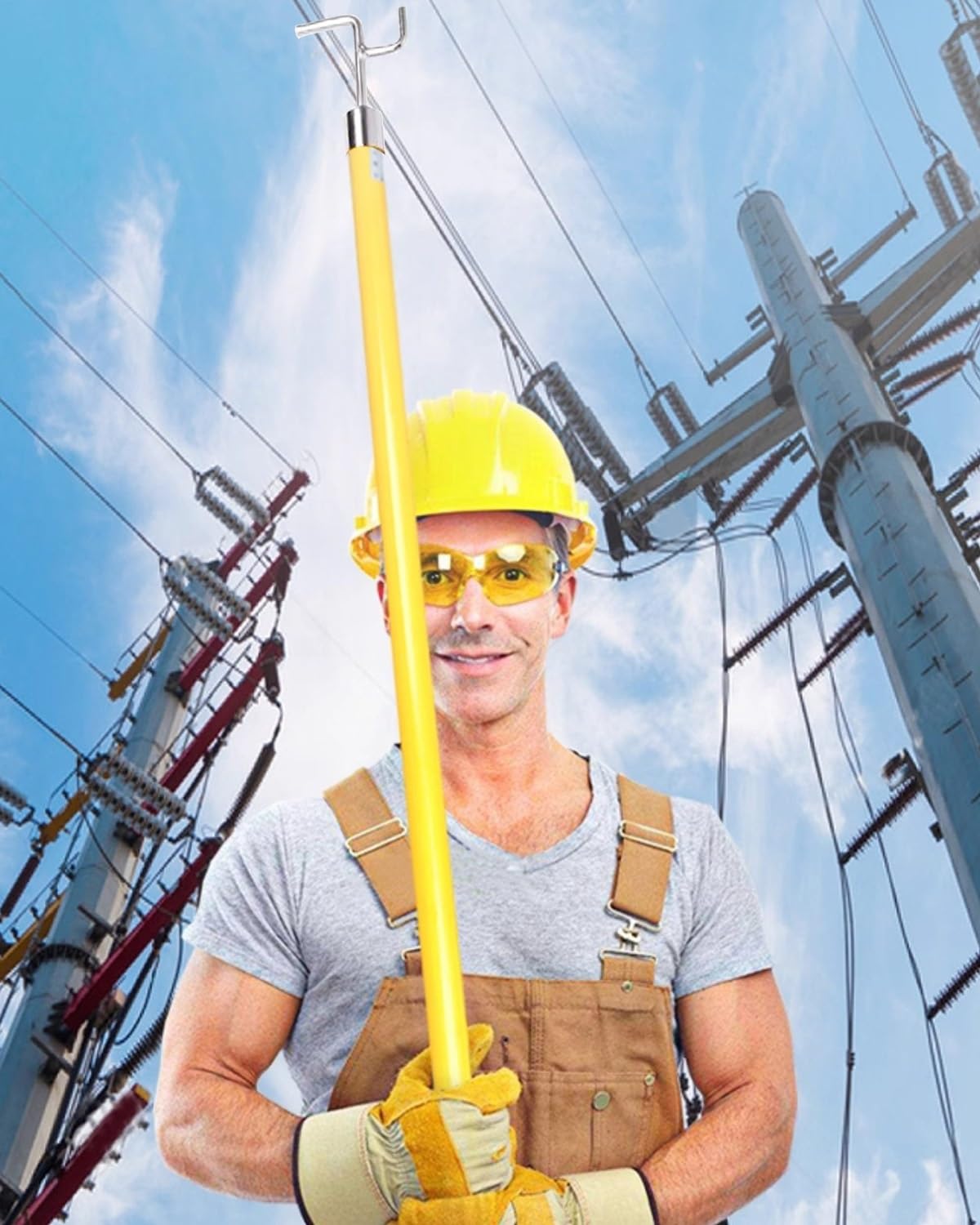 Elektryczny słup izolowany do instalacji kabli, żywica epoksydowa Hot Stick z konstrukcją Push-Pull, narzędzie do prowadzenia linii wysokiego napięcia