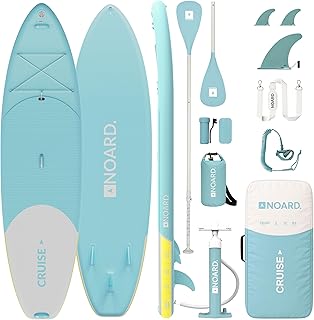 NOARD Stand-Up-Paddle-Board (SUP) aufblasbar – 326 cm Allround-Board für Anfänger und Fortgeschrittene – 140 kg Tragkraft – Komplett-Set mit Paddel, Pumpe, Rucksack, Leash