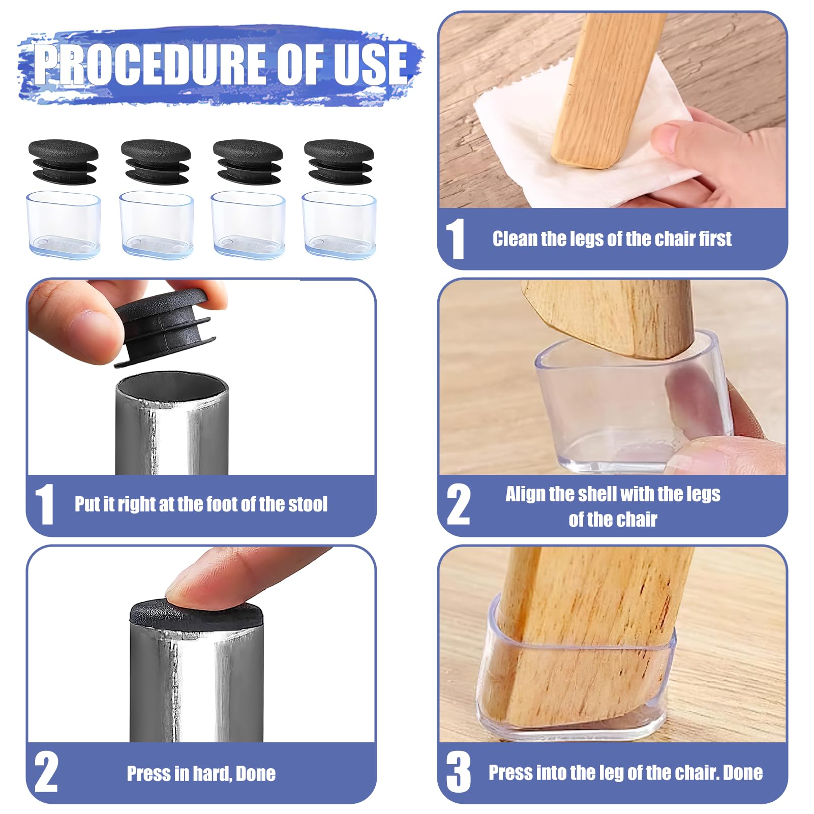 Gommini Per Sedie Ovali - 48 Pezzi In Silicone, 15x30mm, Antiscivolo E Antirumore - Foto 5