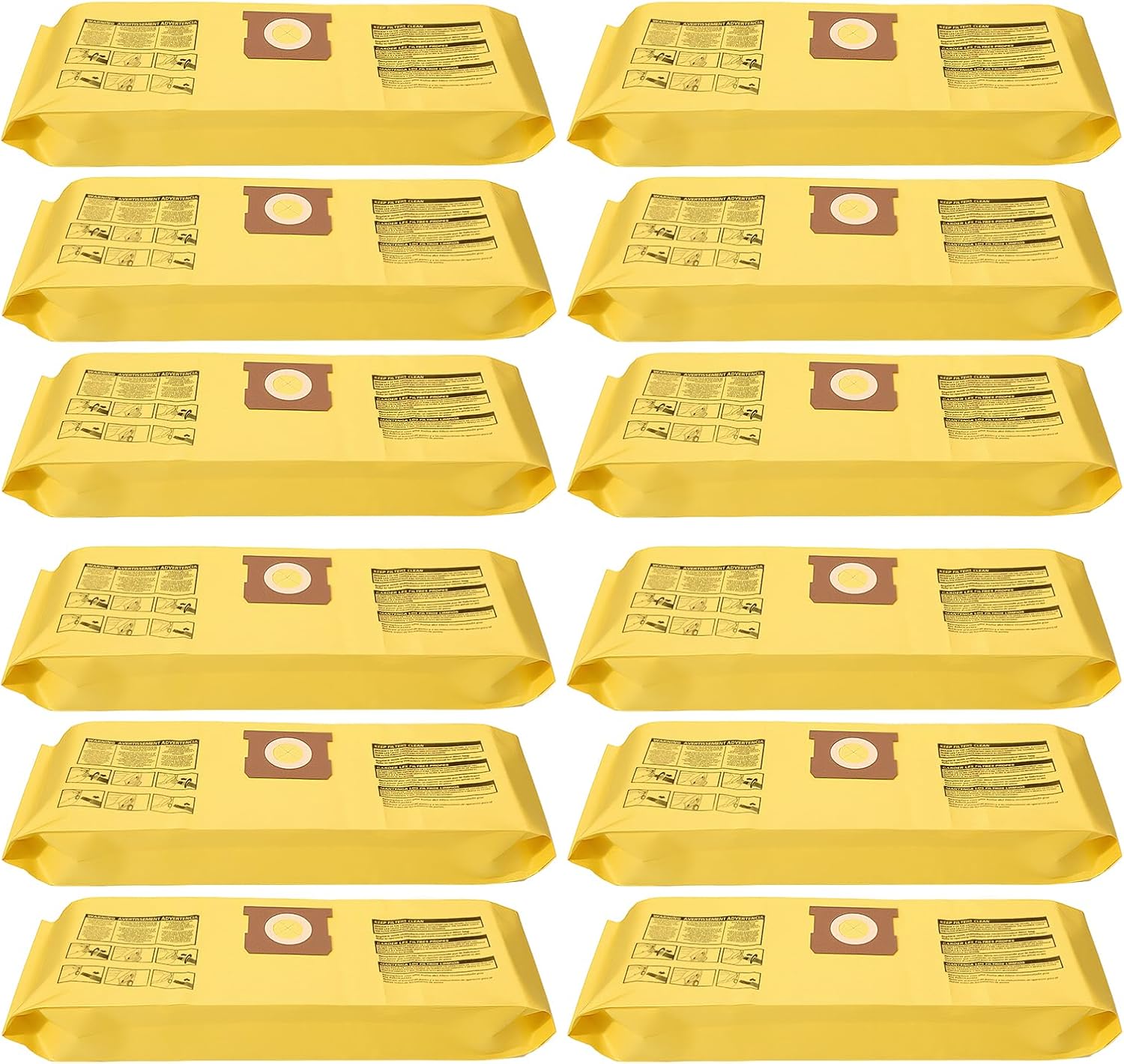 91964 Type D Bags Compatible with Shop Vac 4 Gallon Wet/Dry Vacuum, Replacement 4 Gallon Bags 9196400 and 9196433 for High Efficiency Dust Collection and Easy Cleanup (12 Pack)