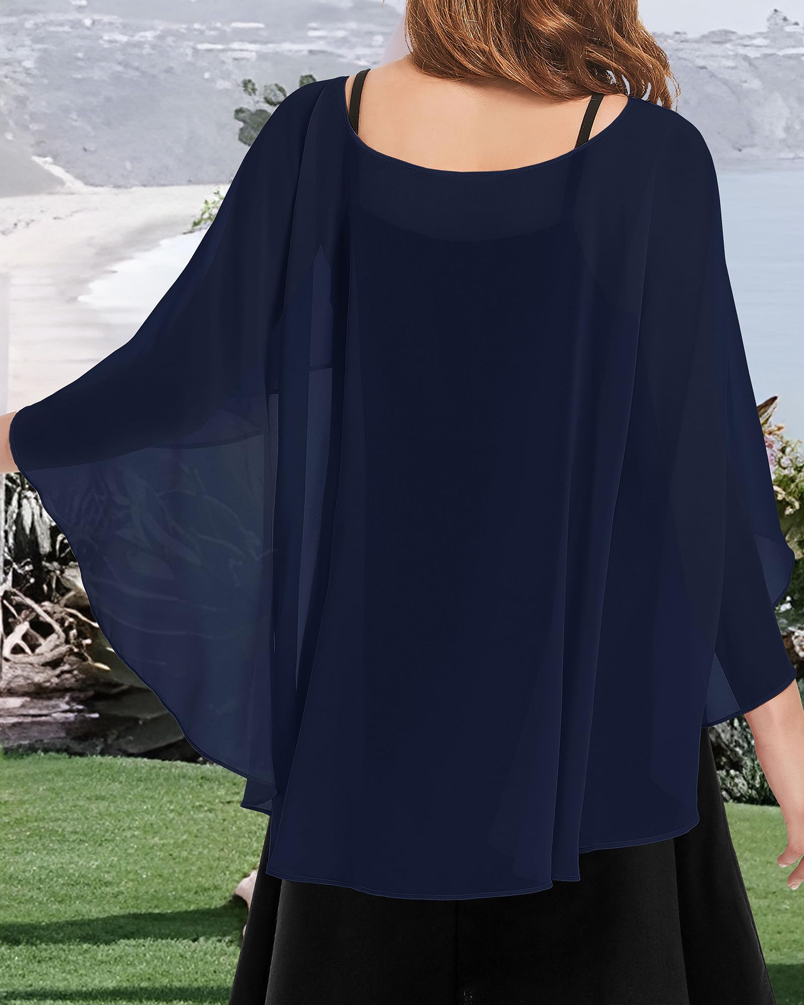 Cappelli da donna in chiffon per abiti da sposa eleganti banchetti, Blu mare, Taglia unica