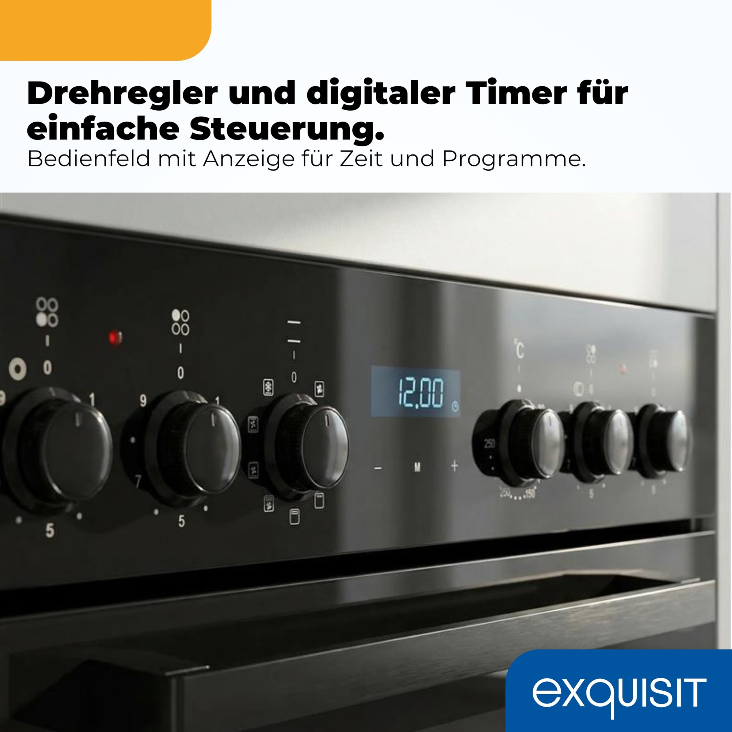 Exquisit Einbauherd mit Glaskeramikkochfeld 75L 9800W Energieklasse A EHE5285-HBZ-020