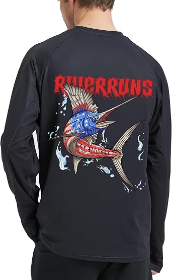 Riverruns Mens UPF 50+ Fishing Shirt, Quick Dry Cooling Short Sleeve Performance Tee with Breathable Mesh Back