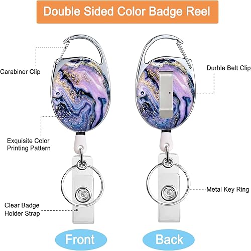 Vista 79 de Carrete retráctil para tarjetas de identificación con llavero retráctil para llaves, lindo nombre, carretes decorativos de tarjetas de Pretty