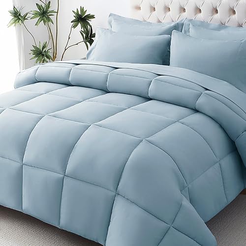 Miniatura 12 de JOLLYVOGUE Juego de edredón tamaño Queen, cama ultrasuave en una bolsa, tamaño Queen de 7 piezas, juego de cama certificado Oeko-TEX con edredón