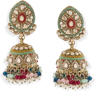Zaveri Pearls Multicolor Stones Beads Embellished Antique Ethnic Jhumki Earring For Women-ZPFK19163 Price In India